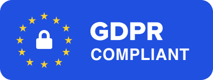 GDPR Compliant badge with an EU flag and a closed lock icon.