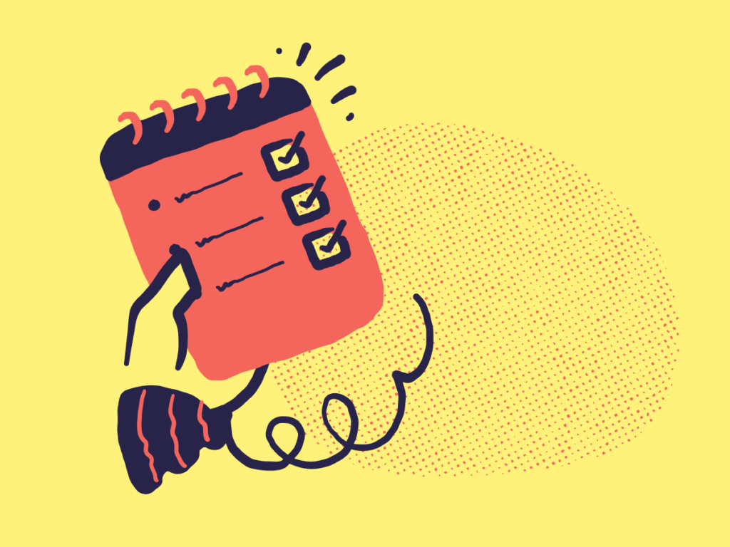 A notepad with a checklist on it.