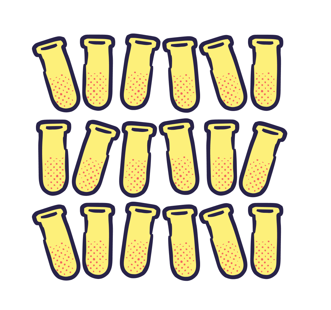 Many test tubes all in a row
