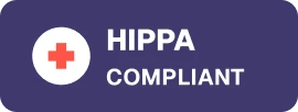 HIPPA compliant badge with a medical symbol on it