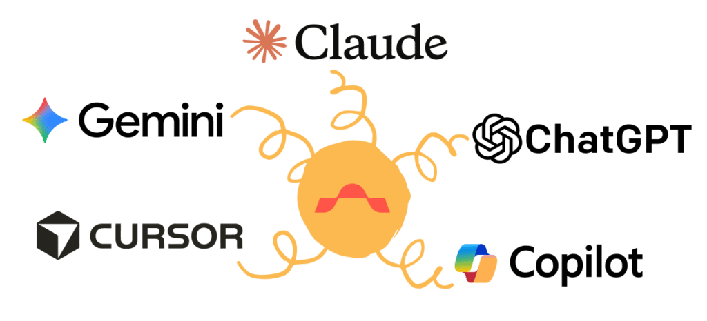 Gemini cursor Claude Copilot and ChatGPT logos